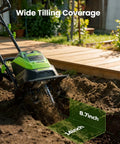 40V Cordless Electric Tiller With Two 4.0Ah Batteries, Lightweight Mini Cultivator tilling 14 inch wide, 8.7 inch deep in garden