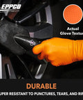 Orange 8 Mil Nitrile Disposable Gloves With Textured Grip For Automotive And Industrial Work Latex Free Large Size Box Of 100 Durable Puncture Resistant High Visibility Gloves For Mechanic Techs And Food Processing cleaning a car wheel