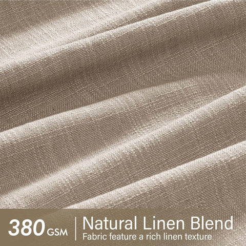 Close-up of 380 GSM natural linen blend fabric texture for Pinch Pleated Thick Linen Curtains For Living Room And Bedroom