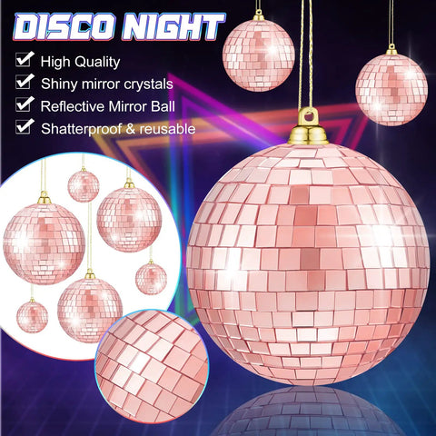 Bulk 50 Pieces Rose Gold Foam Mirror Disco Balls Set For Hanging Party Decor And Home Club Vibe Reflective Orb Ornaments