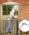Woman using Heavy Duty Strap Hinge Pair For Wooden Doors And Rustic Barns Or Outdoor Sheds Slick Black Farm Gate Hardware.