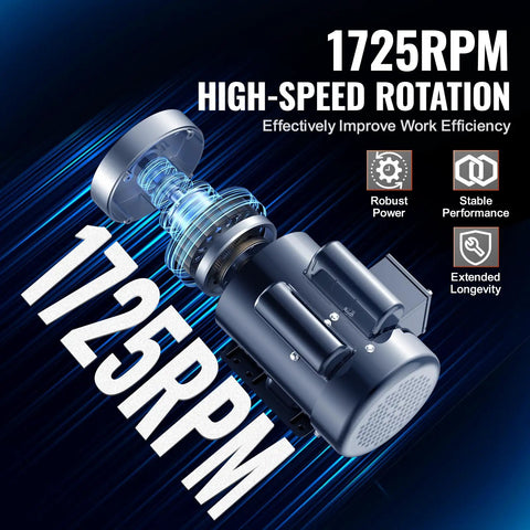 Industrial Grade 1.5HP Electric Motor 1725 RPM Dual Voltage 115V 230V 56C Frame Air Compressor Motor image with specs