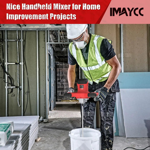 Beast 2100W Electric Cement Mixer With 6 Speed Settings, 110V Handheld Mud Mixer used by worker in construction site