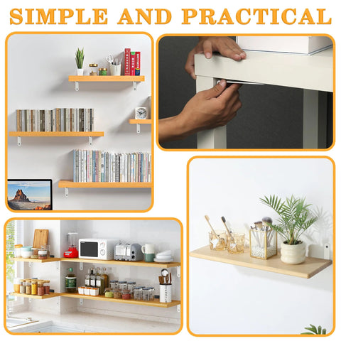 Heavy Duty L Shelf Brackets Stainless Steel 5x3 Inch White Wall Corner Braces For Wood Shelving Pack Of 4 installed in various rooms