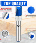 Six Piece Pattern Flush Trim Router Bit Set With 1/4 Inch Shank Carbide Tipped Template featuring top quality tungsten blade