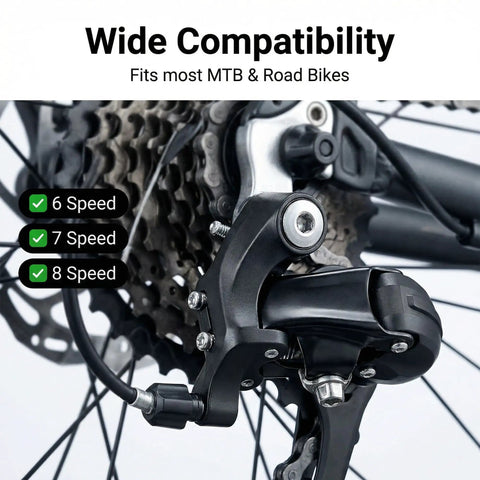7/8 Speed Rear Derailleur Direct Mount For Mountain And Road Bikes Universal Replacement shown on bike