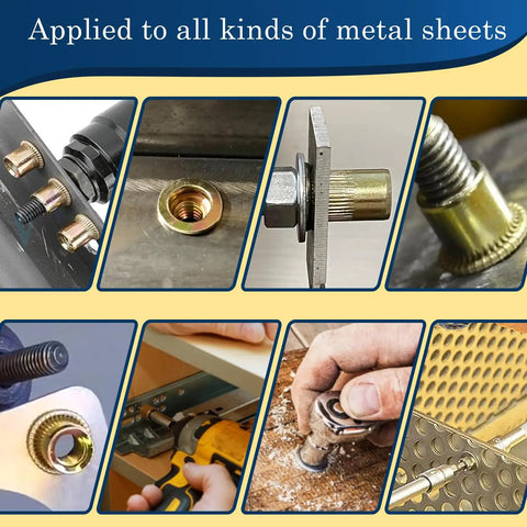 Rivet Nut Kit 60 Pcs Five Sixteenth By Eighteenth UNC Zinc Plated Carbon Steel Inserts used on metal sheets and projects