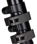 Close-up of the clamping head on the DeathGrip Aluminum Tripod With Durable, Lightweight Aluminum Frame For Hunting And Outdoors.