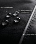 Waterproof droplets on Heavy Duty 600D Oxford Black Miter Saw Cover For Woodworking Bench Tools Up To 28 By 24 By 28 Inches.