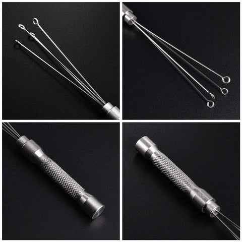 Espresso Coffee Stirrer Stainless Steel Mini Whisk with knurled handle and looped prongs for precise espresso stirring.