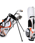 Junior Golf Club Set for Right Handed Players: 9 Piece Beginner Kit with Driver, Hybrid, Irons, Sand Wedge, Putter, Stand Bag