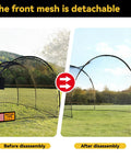 Backyard Baseball Batting Cage 22 Ft Portable With Heavy Duty Net Durable 4 Layer Polyester, before and after front mesh removal.