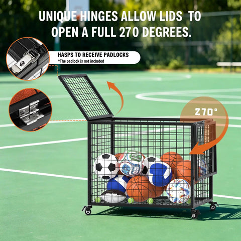 Smooth Rolling Ball Cart With Secure Lock And Hella Spacious Compartment For Garage Sports Gear Yoga Balls Basketball Storage Bin That Glides Effortlessly Indoors And Outdoors