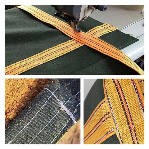 Heavy Duty Cargo Lifting Net For Pallets And Cranes Beefy Canvas Construction With Reinforced Handles stitching detail