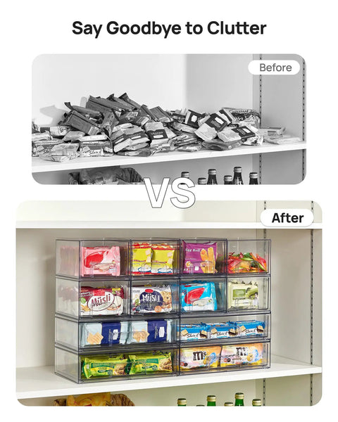 Stackable Storage Drawers Set Of Six Clear Plastic Organizer Bins Game Changer For Small Spaces Slick Design With Built In Handles Perfect For Bathroom Cabinet Pantry And Laundry Room Keep Things Crisp