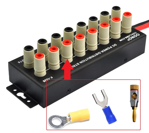 8 Port DC Power Distribution Strip With Banana Jack Outputs Heavy Duty Pro Lab Power Splitter For 0 To 60V DC 50 Amp Input