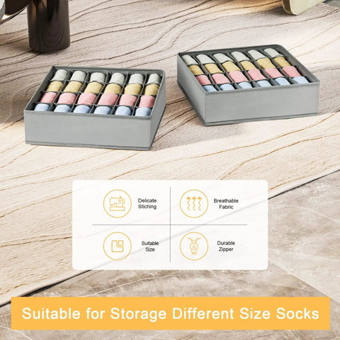 Two Pack Grey Sock Drawer Organizer Features Twenty Four Spacious Cells To Keep Your Drawers Crisp By Knocking Down Daily Clutter And Neatly Parking Underwear Ties Belts