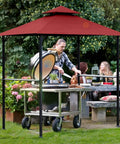 Installed Grill Gazebo Replacement Canopy Roof For 5 Foot By 8 Foot Outdoor BBQ Gazebo Top Cover Burgundy With Durable Polyester Fabric