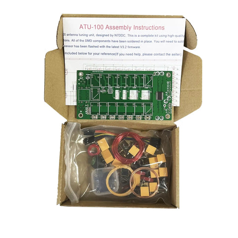 Open box of ATU-100 Automatic Antenna Tuner Kit For 1.8 To 50 MHz With 0.96 Inch OLED Display SMT Soldered Components