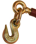 Close-up of gold-tip grab hook on 4 Pack Premium Gold-Tip 1/2 To 5/8 Inch Ratcheting Load Binder with forged handle