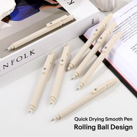 Beige Aesthetic Gel Pens 5 Pack 0.5mm Quick Dry Black Ink Fine Point Smooth Writing With Comfortable Grip for multiple uses