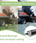 Beefed Up Replacement Starter For 20-27HP Engines In 7000 Series KT715 KT745 with 9 teeth gear shown by lawn tractor and starter.