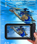 Two Pack Waterproof Phone Pouch Case Black And White IP68 Dry Bag For Smartphones Up To 8.3 Inches Includes Lanyard in water