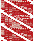 Red Visual Cylinder Inspection Stickers For Scuba Tanks Pack Of 20 With 7 Year Certification One Year Validity Per Punch Date And Monthly Year Indicators Pro Grade Durable Labels For Dive Gear Docs.
