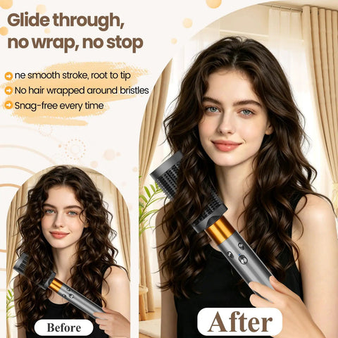 Anti Snag Loop Brush Attachment For Dyson Airwrap HS01 HS05 HS08 used on woman's hair for smooth salon quality finish
