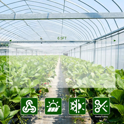 Greenhouse Plastic Sheeting 6.5 ft by 5.9 ft Clear Polyethylene Film For Outdoor Plants Gardens Farms And Agriculture Waterproof Windproof Frost Protection Built To Last Tear Resistant Cover