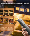 Remote control features for Outdoor String Lights 48 Ft LED Shatterproof Bulbs; dimming, modes, and timing options visible.