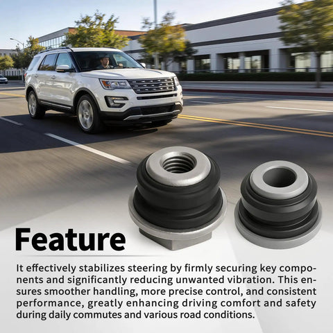 Ford Explorer 4 Piece Rack And Pinion Bushing Kit For 2010 to 2015 Models, Tighten Steering, Quiets Vibes, Fix Loose Handling