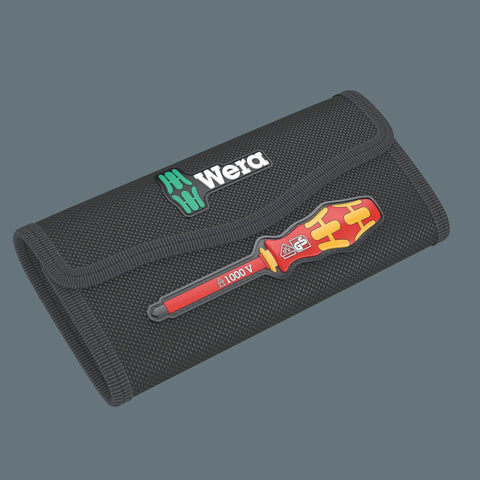 KK VDE 60i/7 Insulated Interchangeable Blade Set With Pouch For Slot/PH, showing closed pouch and handle
