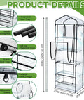 Diagram of 5 Tier Extra Tall Mushroom Grow Tent Kit With Light And Timer 80 By 19 By 27 Inch, features and dimensions listed