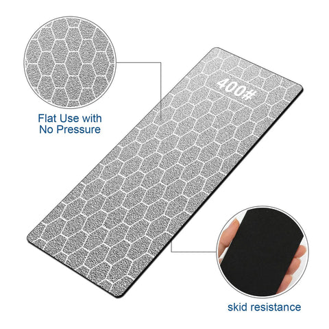 Knife Sharpening Stone Set With Five Grits 400 600 800 1000 1200 Including Extra Fine And Coarse Plates Non Slip Base Honeycomb Design