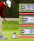 Golfer using Golf Putting Mirror With Six Tees Training Aid For Practice And Perfection, quick feedback for alignment.