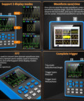 Dual Channel Handheld Digital Oscilloscope Kit With Two Point Eight Inch TFT Display 120 MHz Bandwidth features and modes