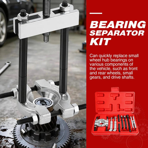 Heavy Duty Bearing Separator And Puller Kit 9 Piece Wheel Bearing Removal Tools Set With Portable ABS Case shown in use