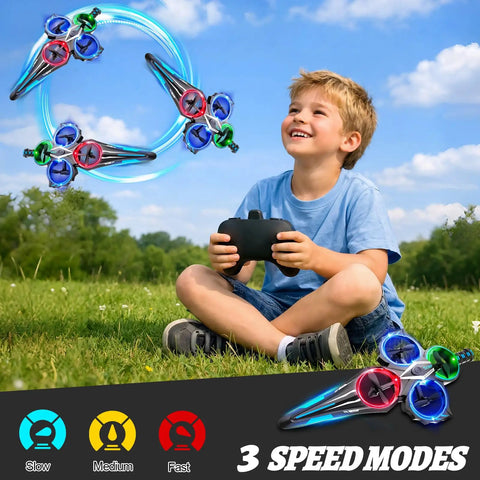 Child playing with Gesture Control Flying Sword RC Plane For Kids 8-12 With Hand Control And Remote LED Lights 3 Speeds.
