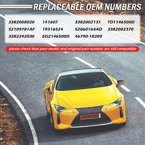 Yellow car on road with OEM numbers for Easy Fit Transmission Shift Cable Bushing Repair Kit Replacement OEM Style For No Hassle Shifts