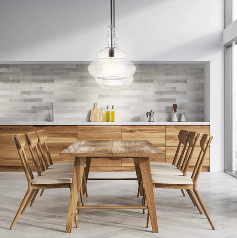 Oil Rubbed Bronze Modern LED Pendant Light With Clear Glass Shade Adjustable Hanging Ceiling Fixture For Kitchen Island Dining Room
