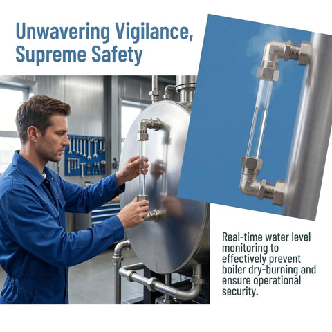 Industrial Water Level Meter With Three Eighths Inch Indicator Tube For Boilers And Cisterns, High Temperature Resistant Glass And Copper Level Gauge, precise measurement