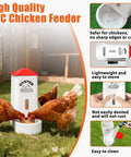 Heavy Duty 2 Pack Poultry Grit And Oyster Shell Feeder With Clear Viewing Window And Quick Drainage Holes Crafted For Chill Backyard Homesteaders And Flock Keepers Everyday, chickens feeding.
