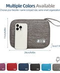 Water Resistant Electronics Organizer Case For Cables And Chargers Slim Travel Pouch With Cord Management in gray