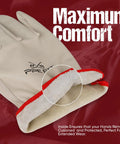 Badass 12 Pair Leather Work Gloves Built Like A Tank Deliver Heavy Duty Non Slip Grip For Grinding Construction Jobs Rugged Yard Labor And Warehouse Shifts Large Fit, close-up of the soft interior lining.