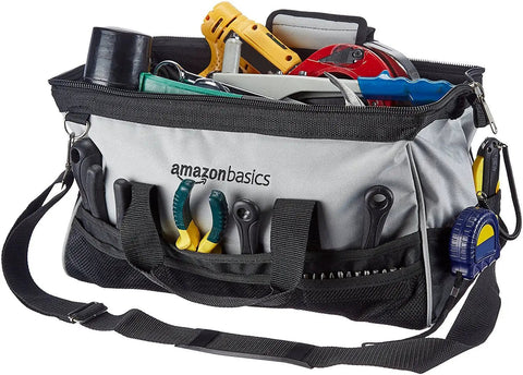 Durable 16 Inch Tool Bag With 26 Pockets Wear Resistant Oxford Cloth Portable Tool Organizer With Adjustable Shoulder Strap }