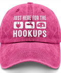 Embroidered Sun Hat For Camping And RV Life, Hookup Ready Outdoor Cap For Caravans And Motorhomes in rose red color