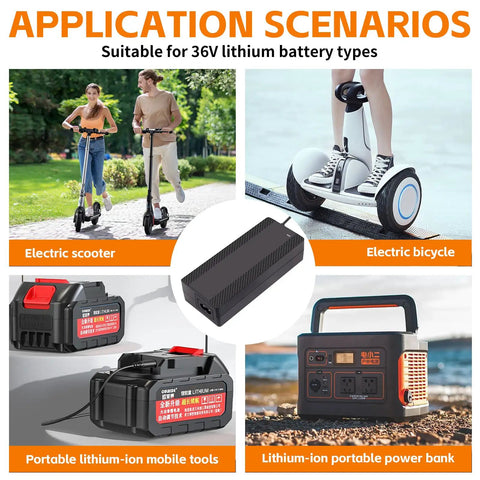 5 In 1 Electric Scooter Charger For 36V Li-Ion Batteries, 42V 2A Universal Fast Charger With 5 Interchangeable Connectors XLR