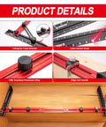 Pro Grade Built Tough Stair Tread Template Tool And Gauge Set For Stairs And Risers, Diy Drywall Cutting And Layout Scribe, CNC anodized aluminum, red.
