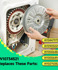 Hands installing Pro Grade Washer Clutch Kit Upgrade With Beefed Up Slider Gear For Top Load Washers Replacement Part Set W10006484